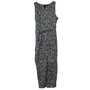 FashionWeb 3X Black White Pink Chevron Sleeveless Belted Wide Leg Jumpsuit Boho